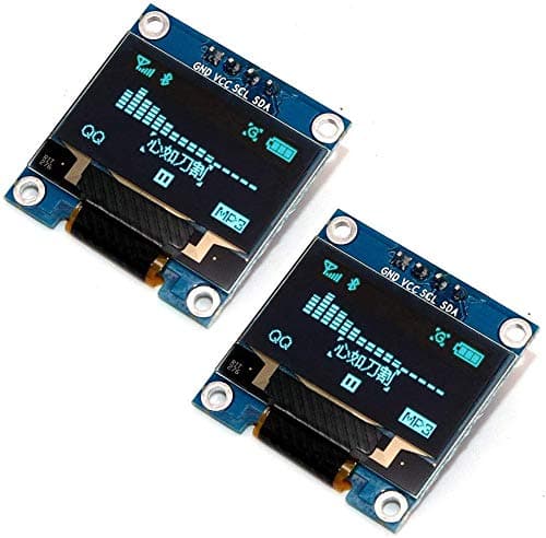 Allianztec 2Pcs 0.96" I2C IIC SPI Serial 128x64 OLED Display SSD1306 Module Board with Pin Headers - Blue