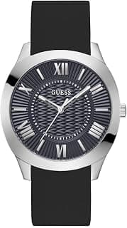 GUESS Silicone Analog Navy Blue Dial Men's Watch-Gw0728G1, Band Color-Black