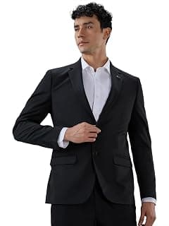Park Avenue Men Slim Fit Solid Pattern Polyester Blend Notch Lapel Full Sleeve Formal Blazer