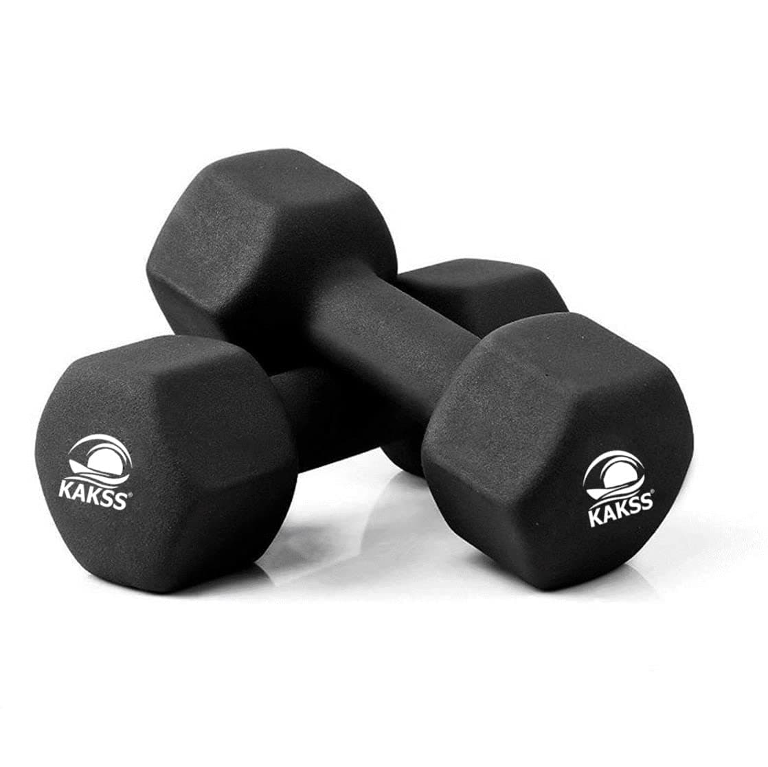 Kakss Neoprene Dumbbells sets for Gym Exercise (Black 1kg Pair, Black)