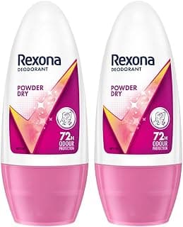 Rexona Powder Dry Underarm Roll-On Deodorant for Women | 72H Odour Protection | 50ML (Combo pack of 2)