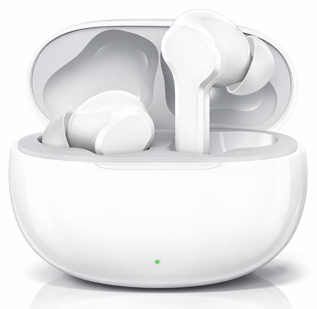 VEHOP T110 Truly Wireless in Ear Earbuds with 38Hrs Playtime, AI-ENC Mic, Bluetooth 5.4 with Low Latency Gaming, 13mm Bass Drivers, Type-C Fast Charging, Touch Controls, IPX5 Waterproof TWS (White)