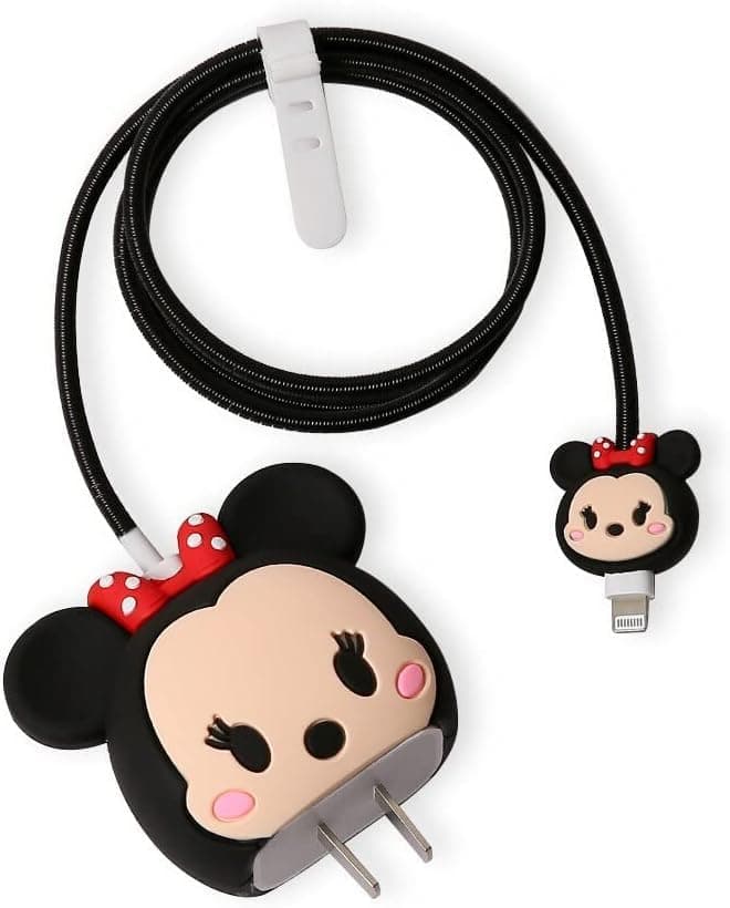 Cerlink Charger Cable Protectors for iPhone Chargers 18W 20W Type C, 3D Cute Protective Case Cover Cartoon Style Fully Charger & Adaptor Protection Set-1 (Mini Mouse)