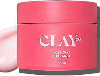 Clayco Hydrating Rice & Sake Sleep Mask | Clay Face Mask for Glowing Skin | Japanese Skincare Collagen Mask | Sulfate-Free Vegan Night Cream For Women | Best Skin Care Product For Glass Skin | 50 ML