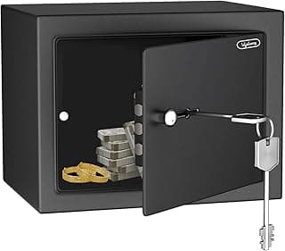 Lifelong 8.6L Home Safe Locker with Key | Security Box for Home & Office | Strong Metal Safe - 5 mm Thick Door | Personal Locker for Cash, Jewellry & Documents (LLHSM01, Black)