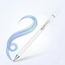Amazon Basics Capacitive Stylus Pen for Android & iOS All Touchscreen Devices | Fine Point Disc Tip|Lightweight Metal Body with Magnetic Cover - White