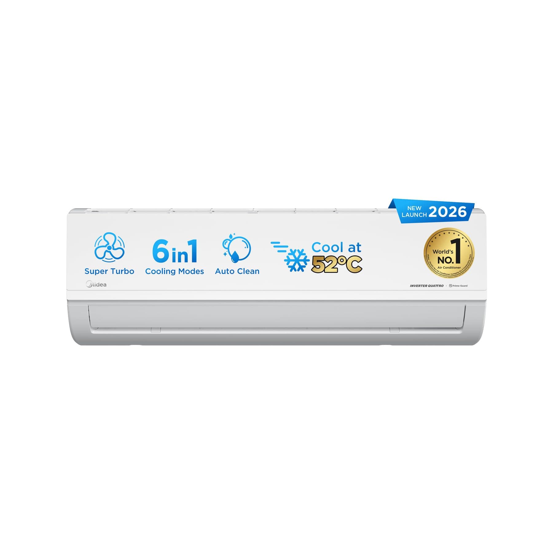 Midea 1.5 Ton 3 Star Inverter Split AC (Copper, Convertible 6-in-1 with Auto Intelligence,Turbo Mode for Faster Cooling, Auto Clean & HD+PM 2.5 Filter,2026 Model, Santis Max DLX-MAI18SD3R36F1, White)