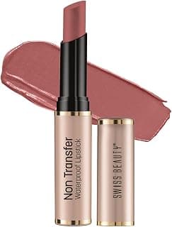 SWISS BEAUTY Non-Transfer Waterproof Lipstick with Jojoba Seed Oil | Matte Finish | Long-Lasting | Highly Pigmented | Shade- Bare, 3gm