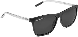 Eyewearlabs OKNO | Polarized Full Rim Alloy-Metal Branded Stylish Sunglasses For Men & Women | 100% UV Protection Shades | Cricket Sports Cycling Driving | Black Lens