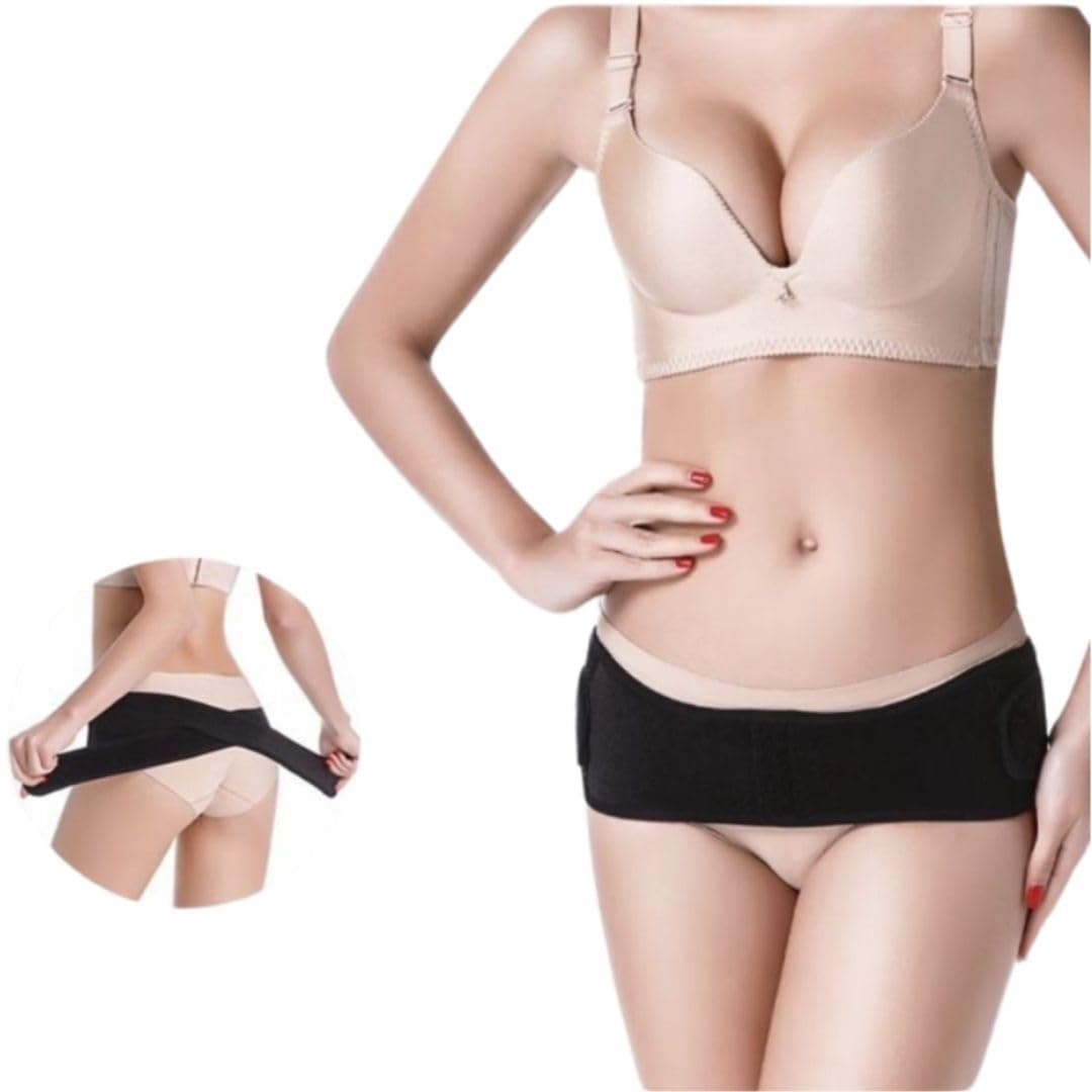PLETHEON Post Pregnancy Abdominal Support for Women | Postpartum Tummy Compression Wrap | Adjustable One Size Fits 30-46 Inch Waist | C-Section Recovery, Waist & Back Support (Black, HIP-BELT)
