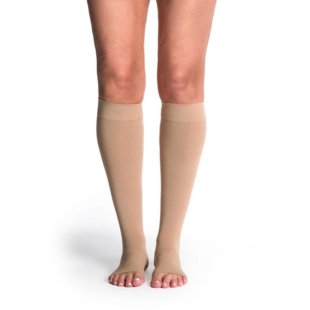 SIGVARIS Women’s Style Soft Opaque 840 Open Toe Calf-High Socks 20-30mmHg