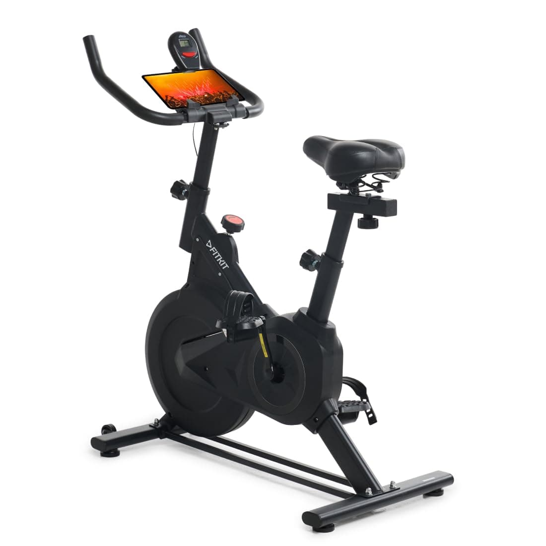 Fitkit by Cult FK7002 Spin Bike with 6Kg Flywheel, Brake Pad Resistance for Fitness at Home Workouts|LCD Screen|Max Weight Capacity: 120 kg (Black)