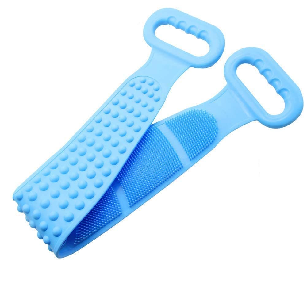 PERPART Silicone Body Scrubber,Double Side Bathing Brush for Dead Skin Deep Cleaning Massage,Bath Body Cleaning Belt,Exfoliator Body Washable Scrubber Easy to Clean Well for Men & Women (Multicolor)