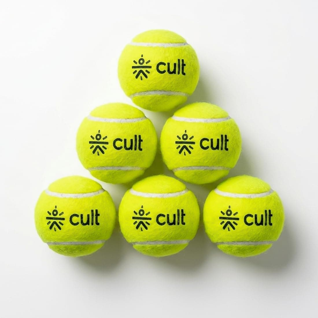 CULT Tennis Cricket Balls Green – Pack of 6 Practice & Training Balls for Men, Women & Kids Durable Rubber Core, Soft Felt Cover, High Bounce, All-Court Use