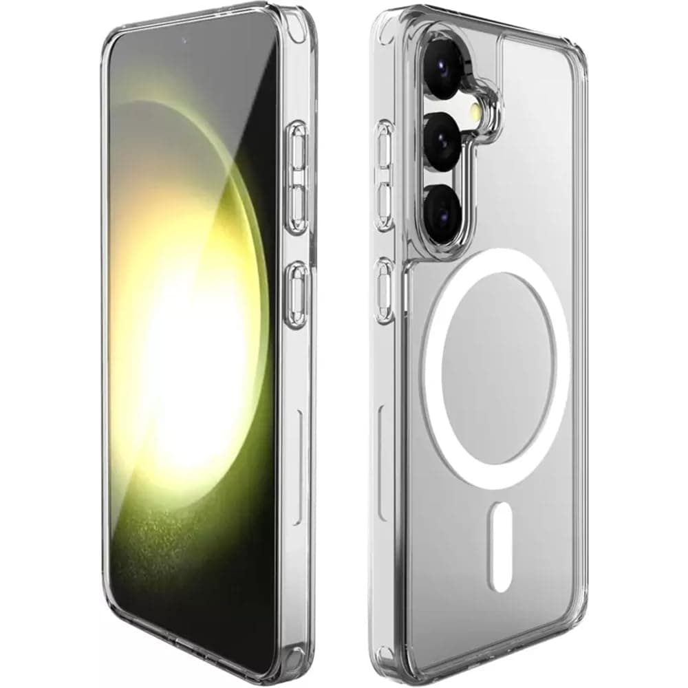 amazon basics Clear Magnetic Case Cover for Samsung Galaxy S24 Plus 5G [Compatible with MagSafe Accessories] Slim Shockproof Magnetic Transparent Phone Cover Case