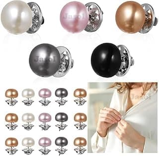 Jasol Women Shirt Brooch Pins: 10pcs Pearl Cover Up Button Pin Safety Brooch Buttons - No Sew Metal Tie Tacks Clips for Clothing Dress Supplies Decoration