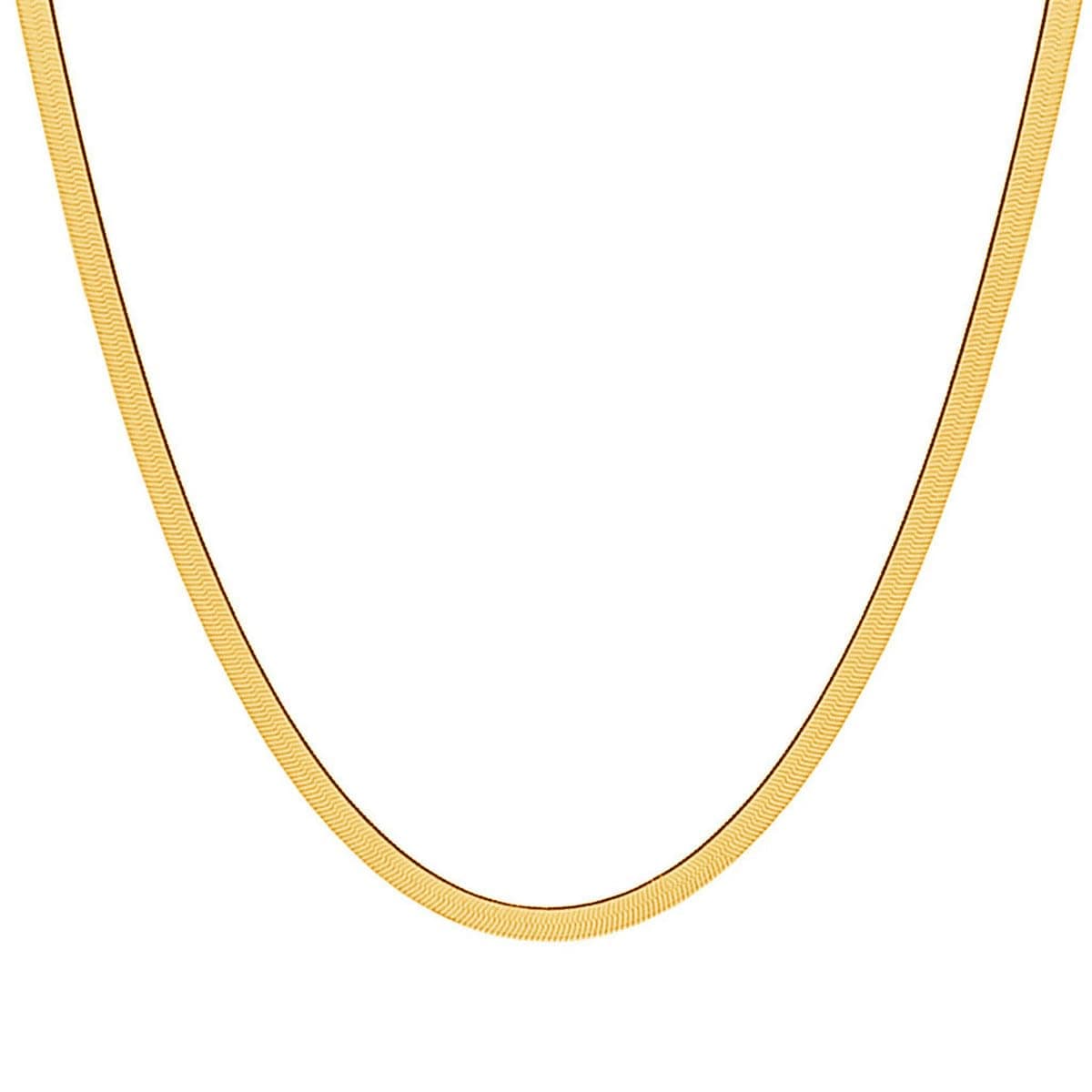 VAMA FASHIONS Classic Simple Golden Stainless Steel Flat Snake Western Charm Stylish Herringbone Neck Necklace Chains for Men Boys