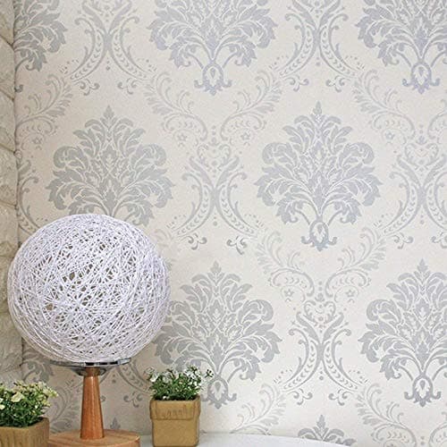 JAAMSO ROYALS Silver Damask Peel and Stick Self Adhesive Wallpaper,Wall Sticker for Wall Decor and Home Decor (200 CM *45 CM)