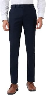 Park Avenue Men's Super Slim Fit Plain Pattern Polyester Blend Pleated Formal Trouser