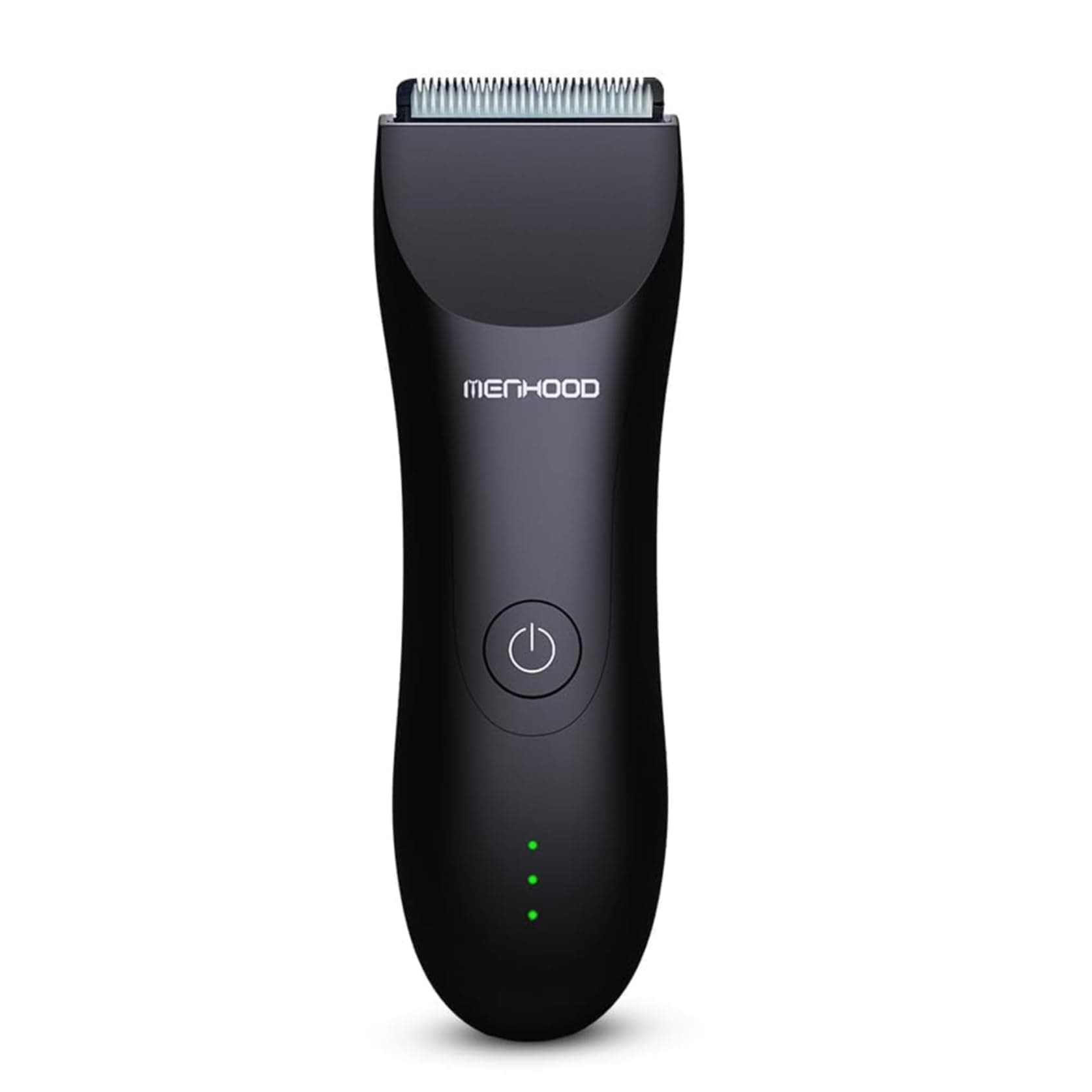 MENHOOD Trimmer 1.0 Waterproof Manscaping Body Ball Trimmer for Men Private Part Pubic Hair Groomer Ceramic Blade 4 Lengths (3/6/9/12mm) 150 Min Runtime Black