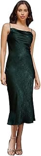 FableStreet Satin Cowl Neck Slip Dress - Olive