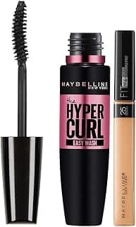 Maybelline New York Fit Me Concealer,25 Medium, 6.8ml & Maybelline New York Hypercurl Mascara Washable, Black, 9.2ml