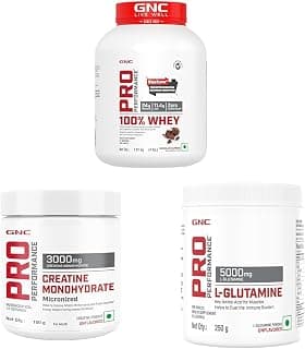 GNC Pro Performance 100% Whey Protein Powder Chocolate Supreme, Pro Performance L-Glutamine 5000 Mg | 250 Gm | 50 Servings & Pro Performance Pure Micronized Creatine Monohydrate | 100 Gm, 2164 Grams