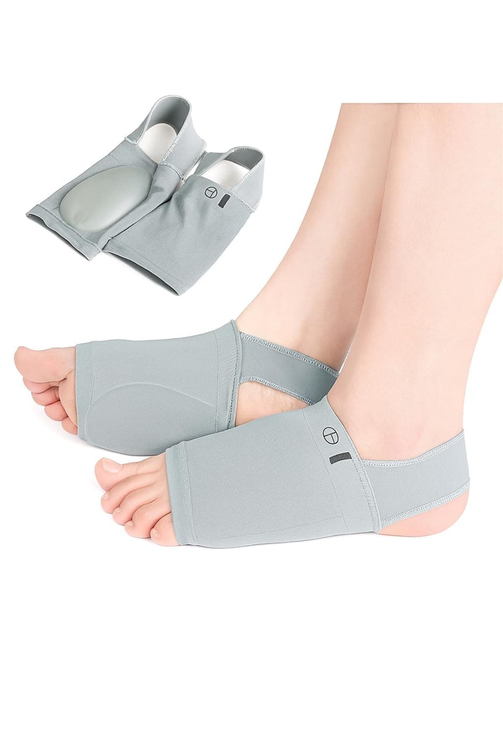 RENESMEE Compression Heel Support Sleeve for Plantar Fasciitis, Heel Pain Relief, Dry Cracked Heel Repair, Breathable Open-Toe Foot Sleeve for Men & Women (1 Pair)