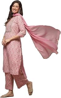 BIBA Women Cotton Blend Straight Kurta Palazzo Suit Set