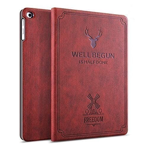 ProElite Deer Flip case Cover for Samsung Galaxy Tab A 10.1" T510/T515 (Wine Red)