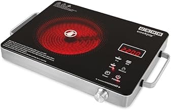 USHA IR2200TCB Infrared Induction Cooktop with grill | 2200 Watts | 11 Power Level | 4 Preset Menu | Feather Touch Controls | Digital display | 1 Year Warranty| Black