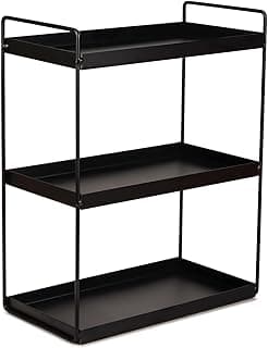 Cri8Hub Heavy Duty Metal Stand 3-Tier Standing Rack for Home, Bathroom Countertop Storage Shelf, Cosmetic Organizer Holder Kitchen Spice Rack, (Black)