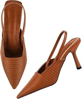SilverArrow Chunky Heel Bellies Women's Fashion Pointed Stiletto Heel Pump Shoes for Party and Formal Occasions