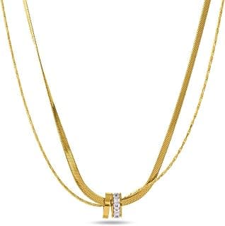 PALMONAS 18k Gold Plated Gilded Rings Layered Necklace for Women - Gift for Girls & Women | Waterproof & Anti-Tarnish Necklace