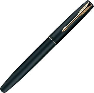 Parker Frontier Rollerball Pen | Gold Trim | Ink Color Blue | Matte Finish Black Body | Premium Smooth Writing Pen Designed for Students, Creators, and Professionals