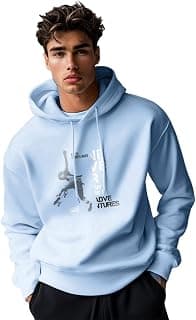 NOBERO Printed Hoodies for Man | 280 GSM Rich Cotton Fleece Hooded Full Sleeve Sweatshirt for Man | Stylish Casual Wear Winter Hoodies for Men