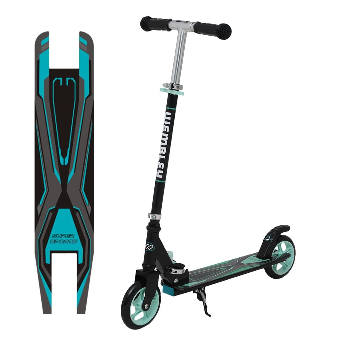 Wembley Drift Scooter for Kids 6-12 Boys and Girls | Steel Frame, Foldable and 3 Height Adjustable | 2 Wheels Road Runner Kick Skating Scooter | Sea Green BIS Certified Weight Capacity 50kg