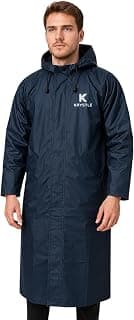 Krystle Men's Waterproof Long Raincoat with Hood | Full-Length Rain Wear for Bike Riding, Travel & Outdoor Use | (Blue,Multisize)