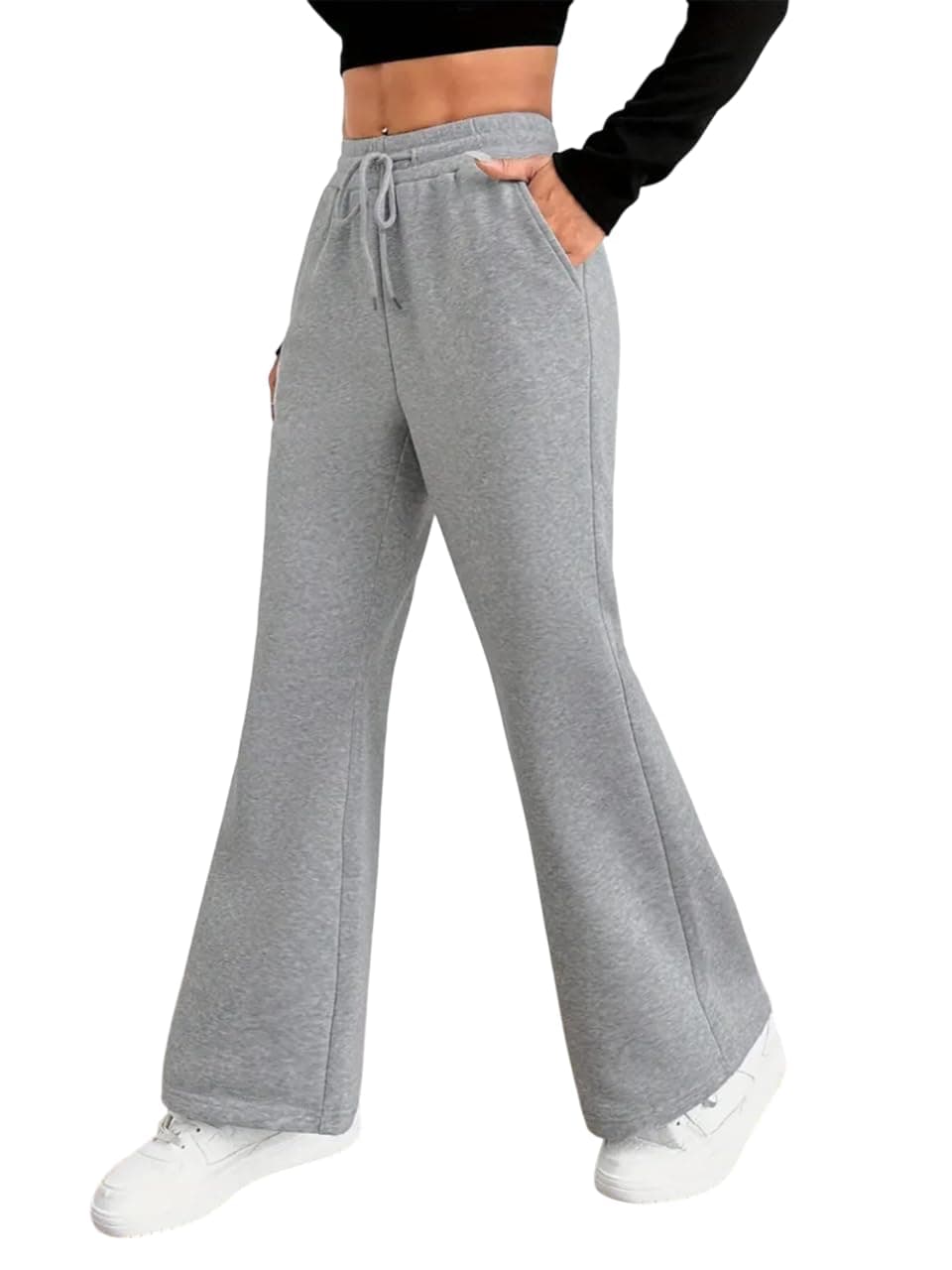 dockstreet Straight Wide fit Long Length Slacks Style Side Stripe Drawstring Trackpant for Women/Trending Style, Relaxed Workout Yoga Trackpants for Women