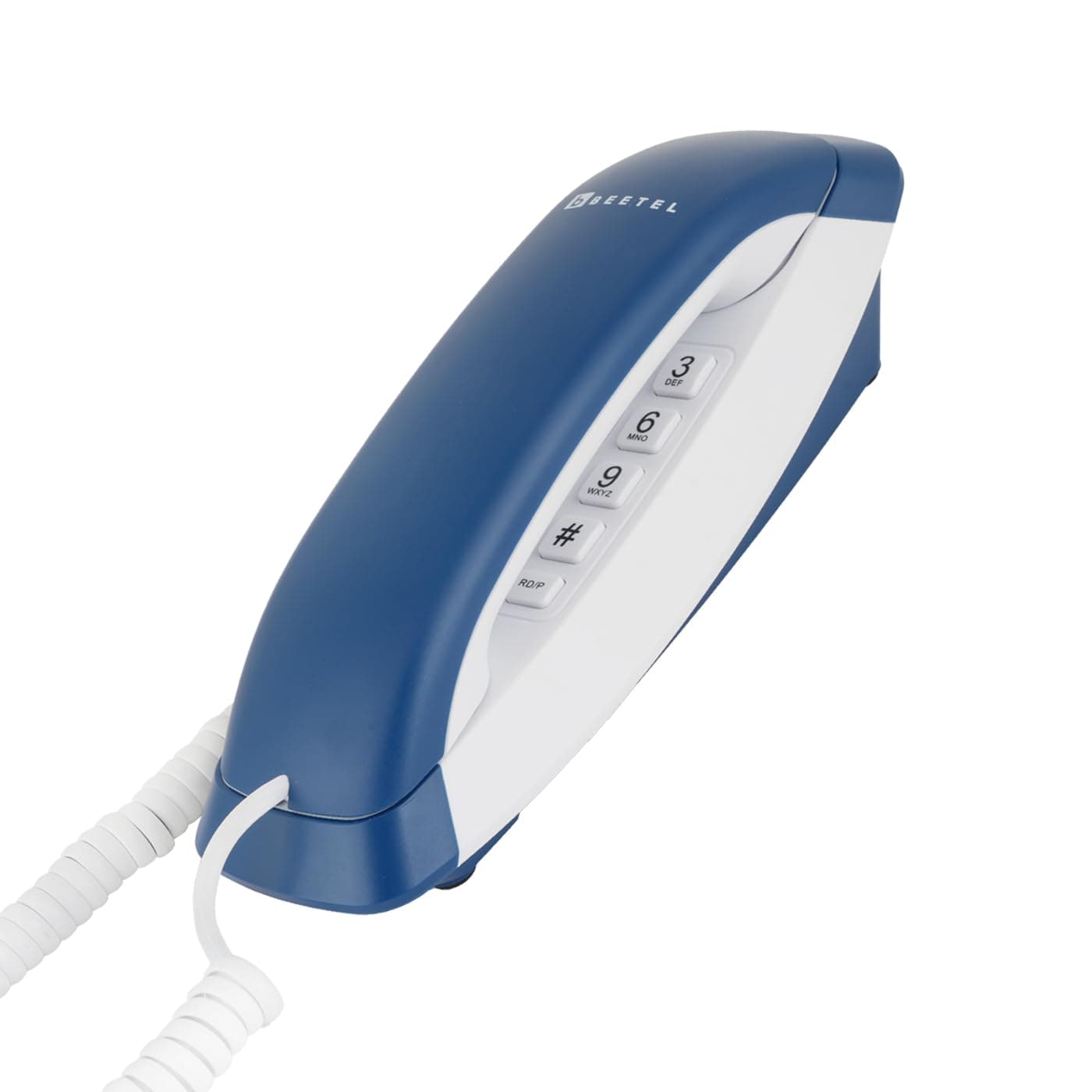 Beetel B29 Designer Slim and Stylish Corded Landline Phone,Ringer Volume Control,Wall/Desk Mountable,Clear Call Quality,Compact Design,Tone Pulse/Flash/Redial Function (Made in India)(Blue White)(B29)