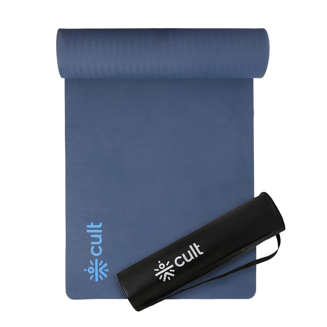 CULT TPE Yoga Mat 10mm Extra Thick with Carry Strap and Bag– Non-Toxic, Latex-Free, Anti-Slip, Tear-Resistant & Lightweight – Superior Cushioning for Joint Support, Meditation & Home Workouts- Navy
