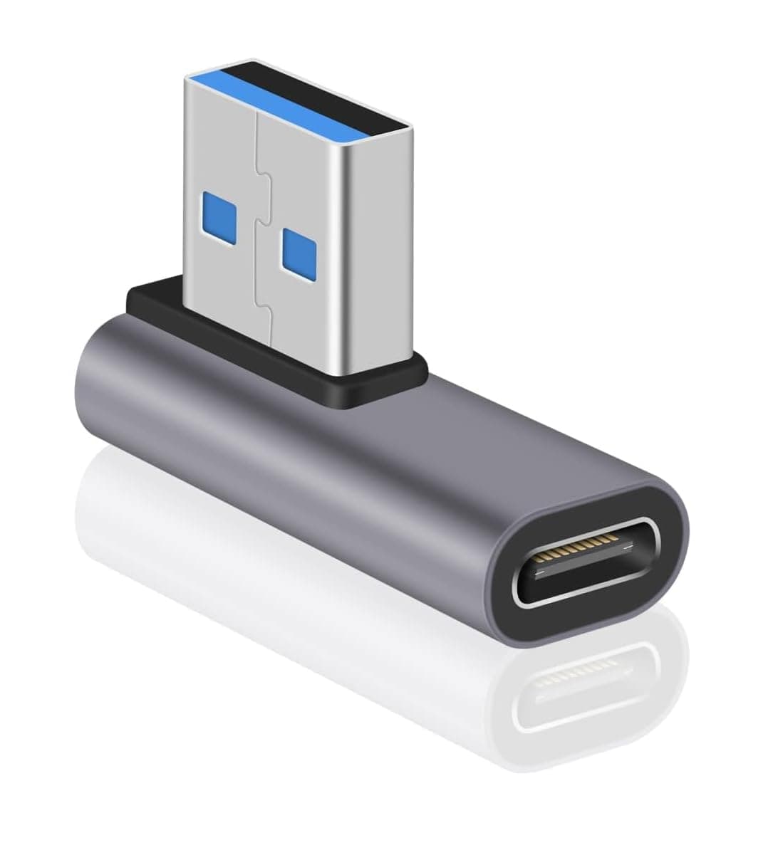 ETZIN 10Gbps Type C Female to USB Male, 90 Degree USB C to USB A Adapter, 3.1 Adapter 10Gbps A Double Sided Charging & Sync-EPL-1052TC. (Right Angle USB C)