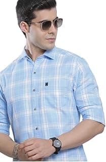 The Indian Garage Co Men Regular Fit Checkered Full Sleeves Cutaway Collar Casual Shirt