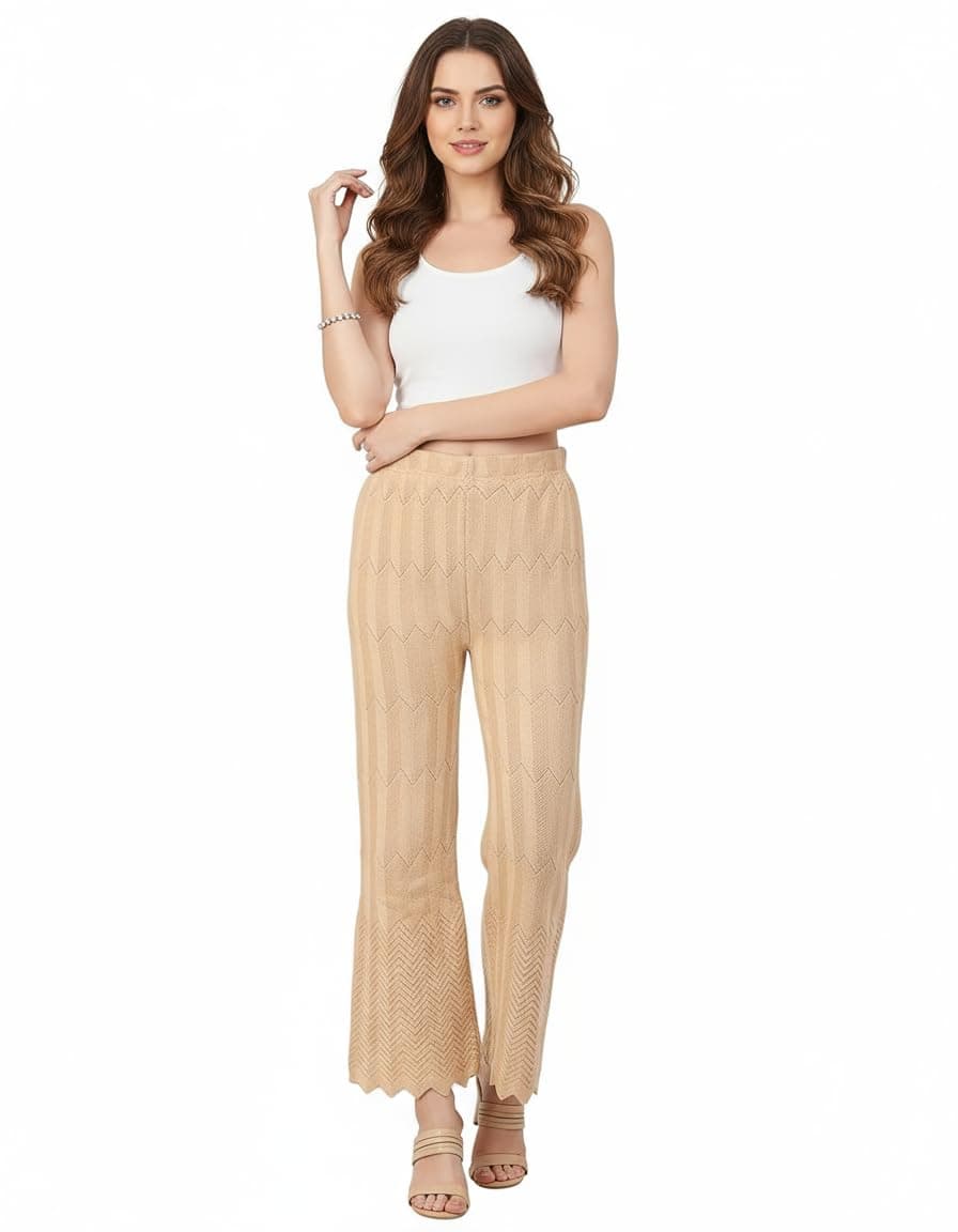 Thrifty Thread We Promise Comfort Women Solid Wool Warm Palazzos Pants for Winter