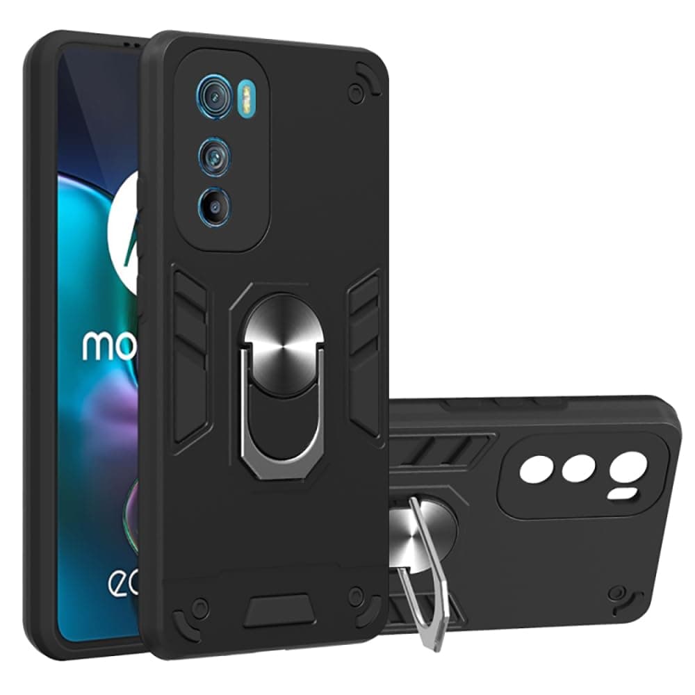 amazon basics Kickstand Mobile Cover (360° Rotating Ring Holder) for Motorola Edge 30 Pro 5G (Black)
