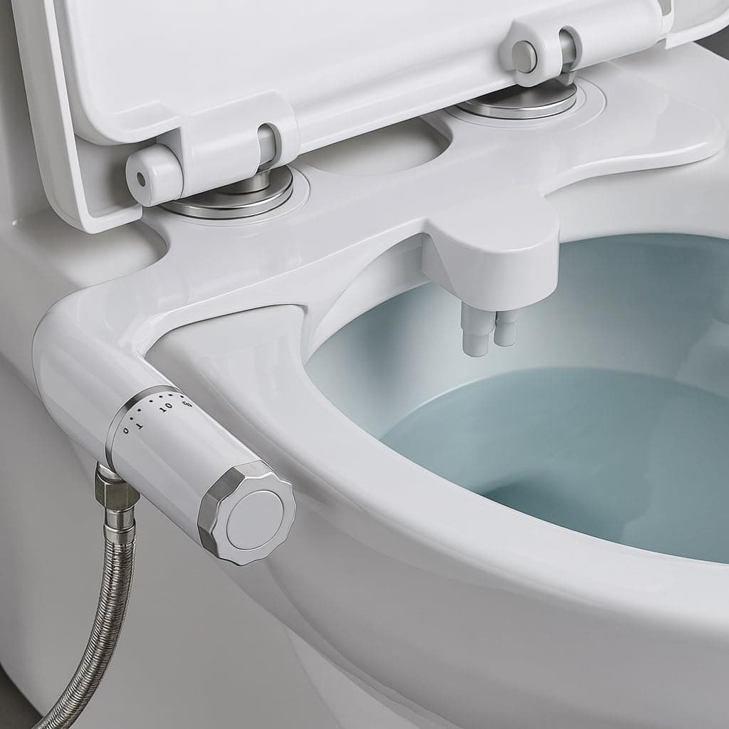 MesterBath Toilet Bidet Attachment for Toilet Seat | Non-Electric Toilet Bidet with Dual Bidet Nozzles (Front & Rear) | Self-Cleaning Toilet Bidet Spray | Adjustable Bidet Spray for Toilet, White