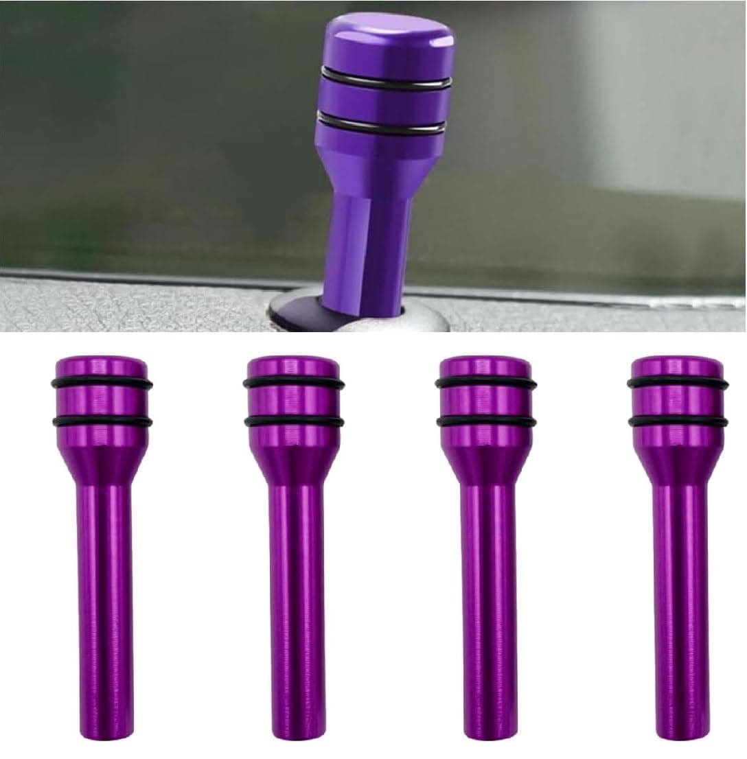 AutoBizarre Car Door Lock Knobs Aluminum Alloy Inner Door Lock Pull Pins for Car Decoration Universal for All Cars (Purple)