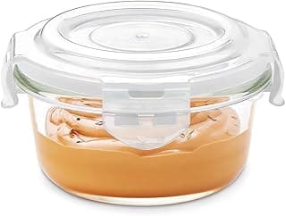 Borosil 620ml Klip n Store Round Glass Food Storage Container with Air Tight Lid | Borosilicate Glass Container for Lunchbox | Microwave & Dishwasher Safe | Transparent