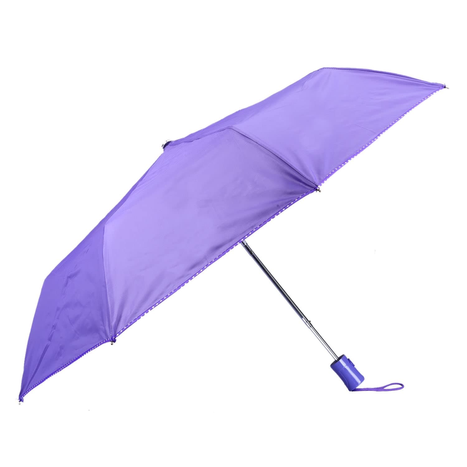 THE CLOWNFISH Umbrella Monochrome Series 3 Fold Auto Open Waterproof Water Repellent 190 T Polyester Double Coated Silver Lined Dotted Border Umbrellas For Men and Women