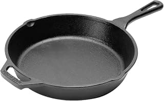 Pigeon Long Lasting Cast Iron Fry Pan, Naturally Non-Stick, Even Heat Distribution and Retains Heat for Long that Compatible with All Heating Source - Black